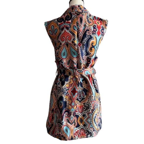 ZARA BEAUTIFUL MULTICOLOR PAISLEY PRINT BELTED VEST, SZ. M - Picture 3 of 10